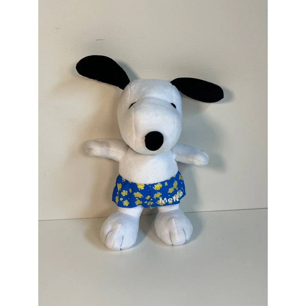 Peanuts Snoopy Plush Toy Blue Floral Boxer Shorts Met Life‎ Stuffed Animal - Picture 2 of 12